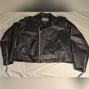 First Genuine Leather Bickers Men's Black Leather Jacket Size 48 (L - XL)